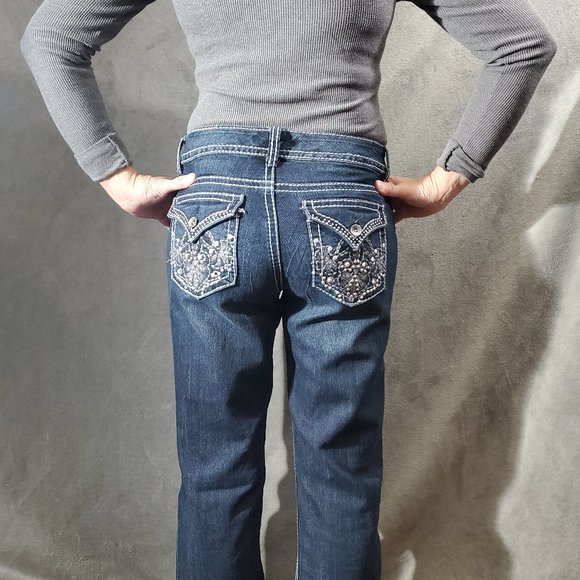 Nine West Women's Embellsished Stretch Denim Boot Cut Blue Jeans Size 6 - Picture 11 of 11